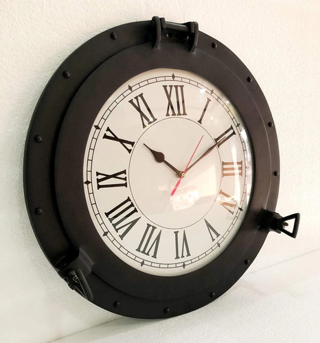 Orologio oblò nero nave